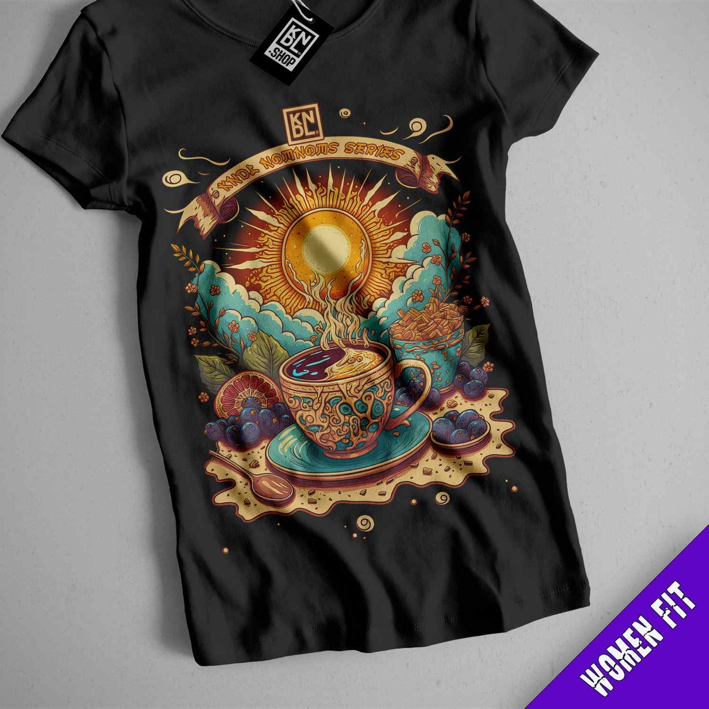 a t - shirt with a picture of a cup of coffee on it