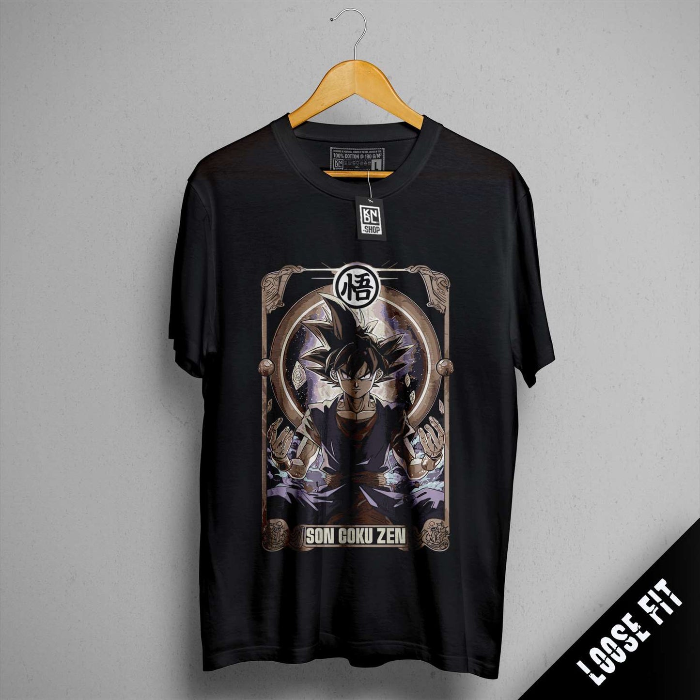 a black shirt with a picture of a demon on it