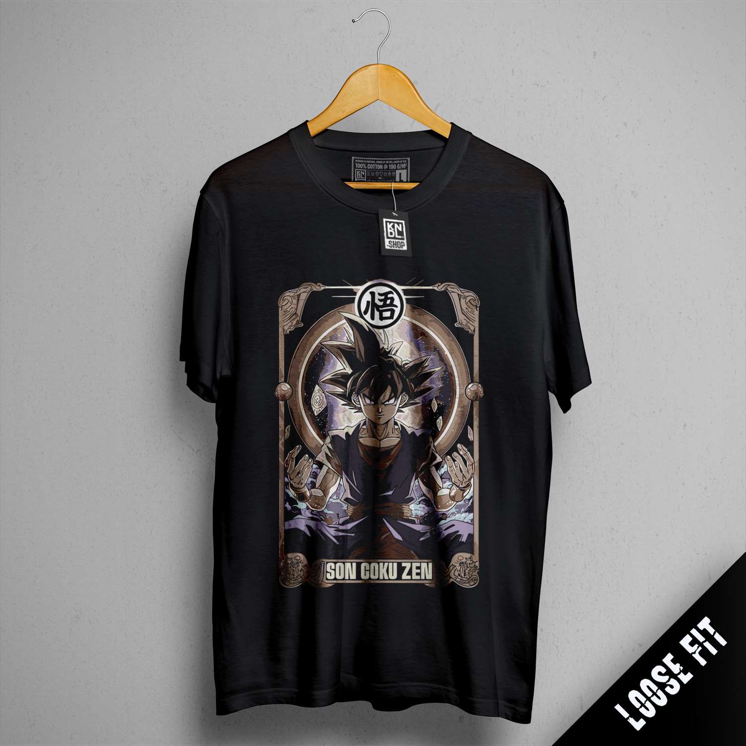 a black shirt with a picture of a demon on it