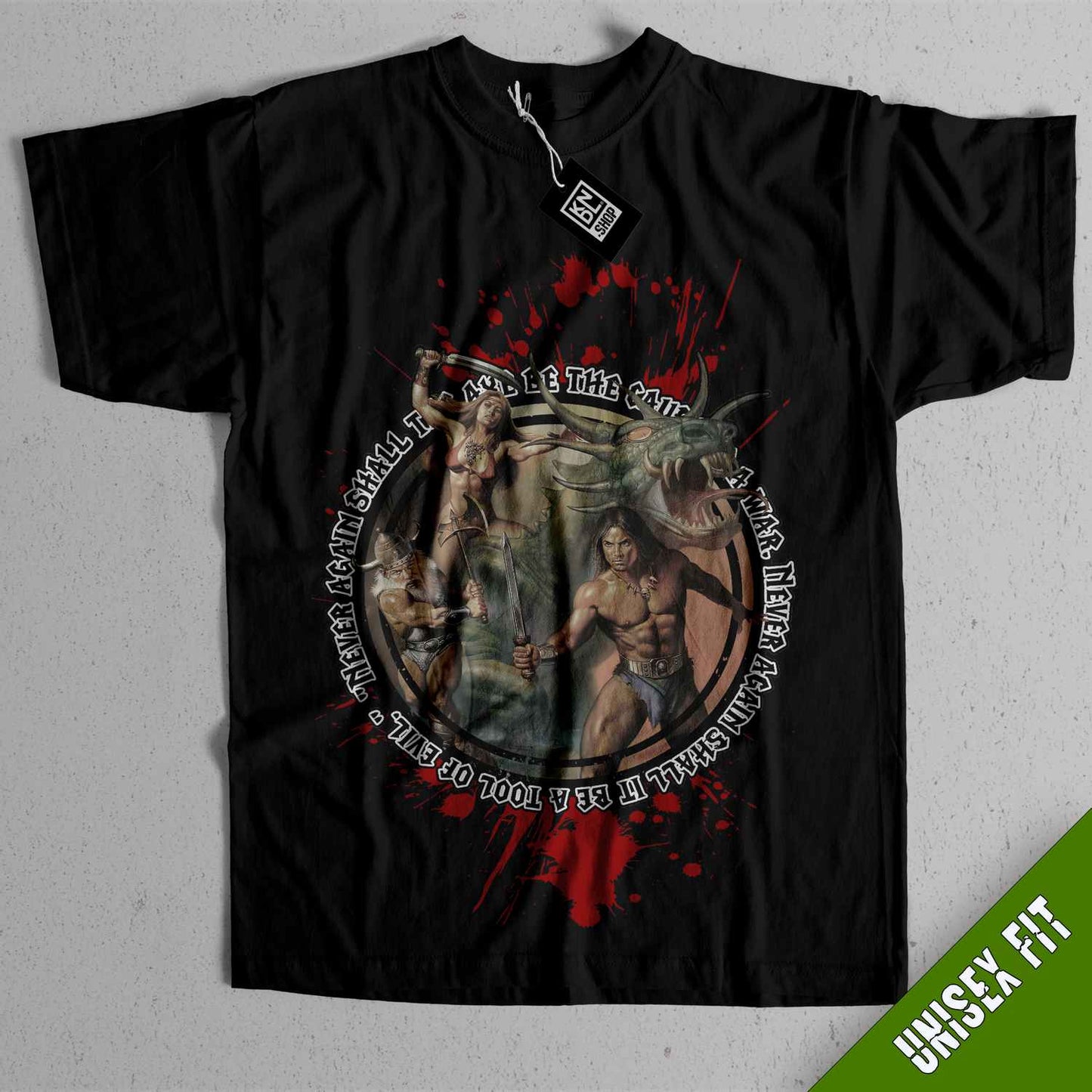 a t - shirt with a picture of two men on it