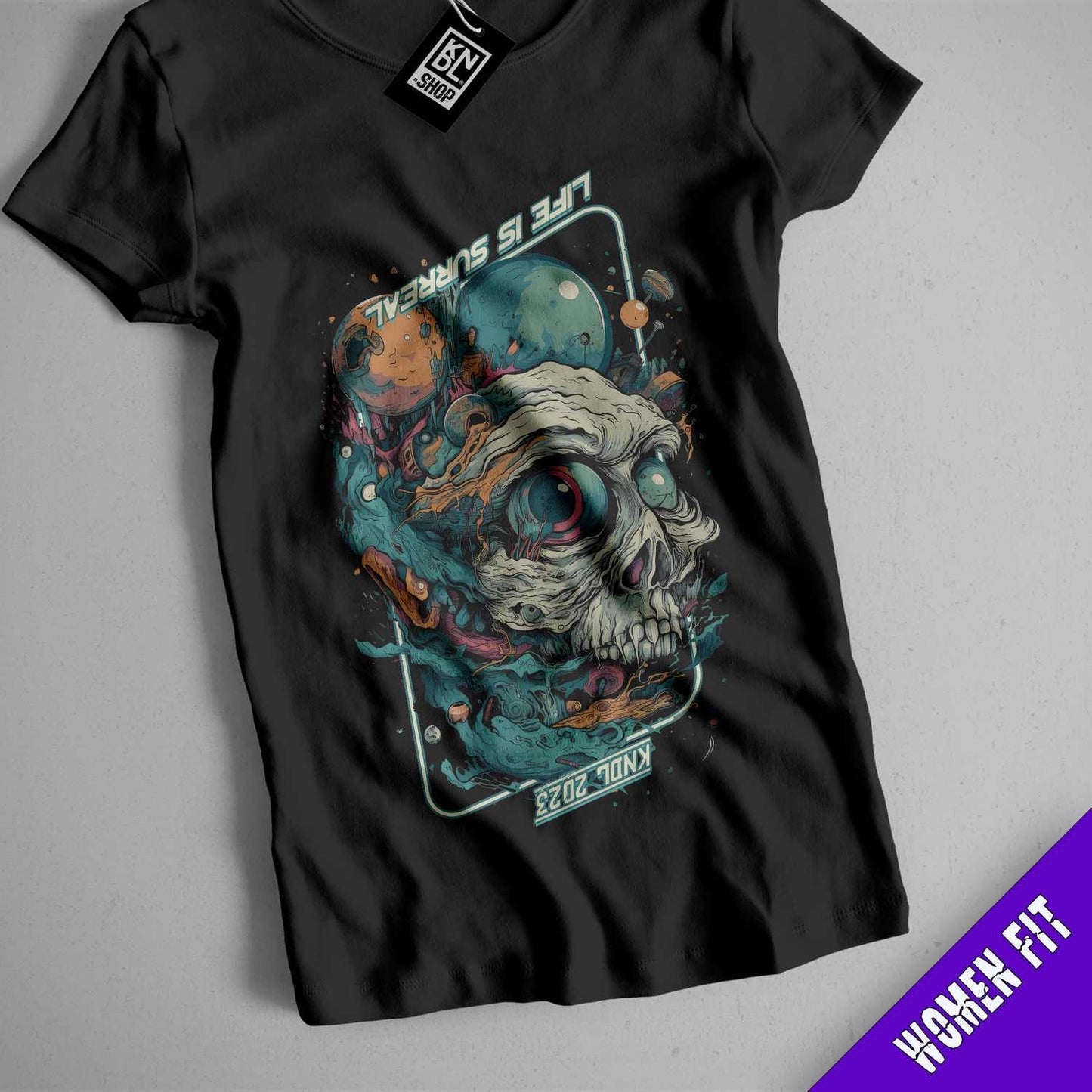 a black shirt with a picture of a skull on it