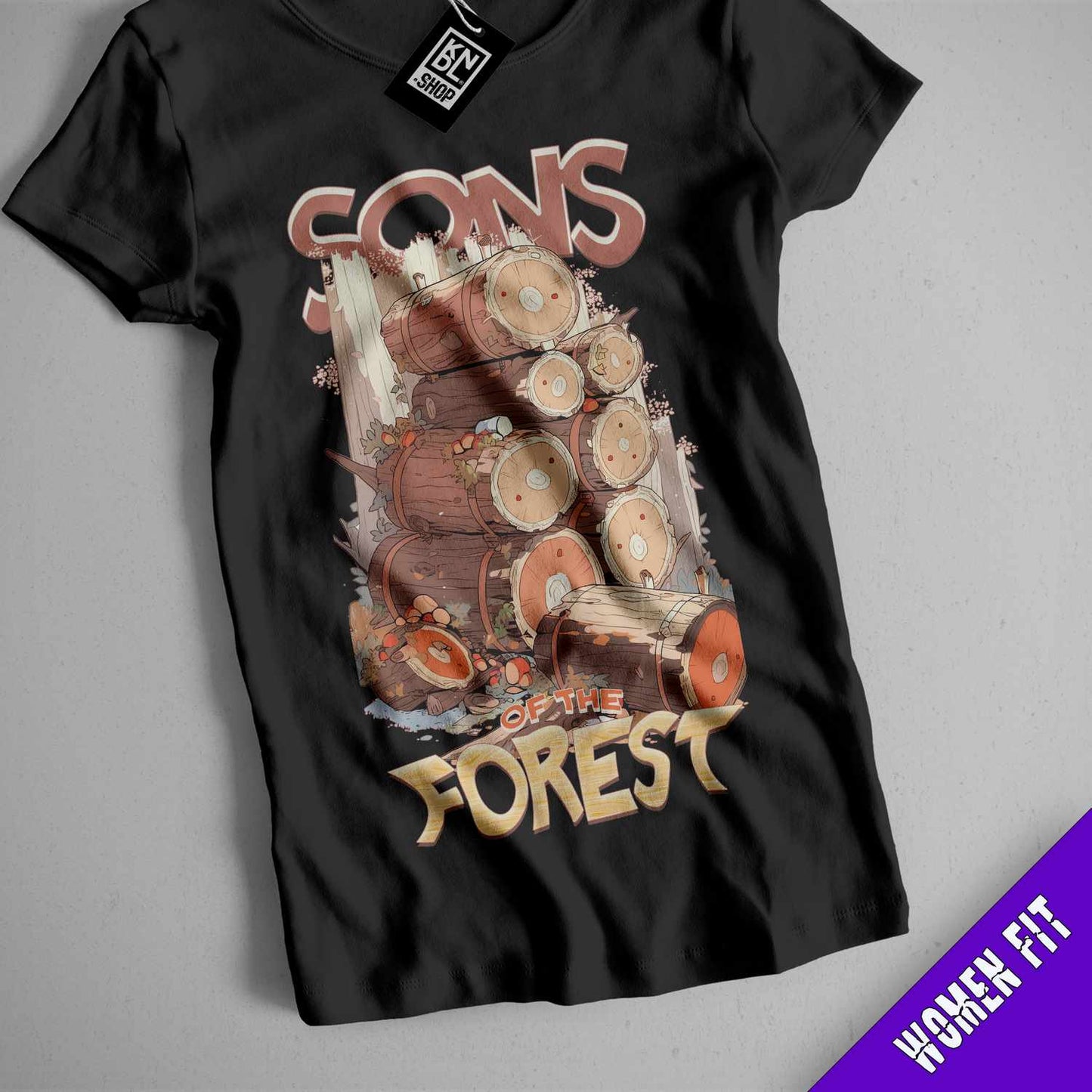 a black shirt with a picture of a forest