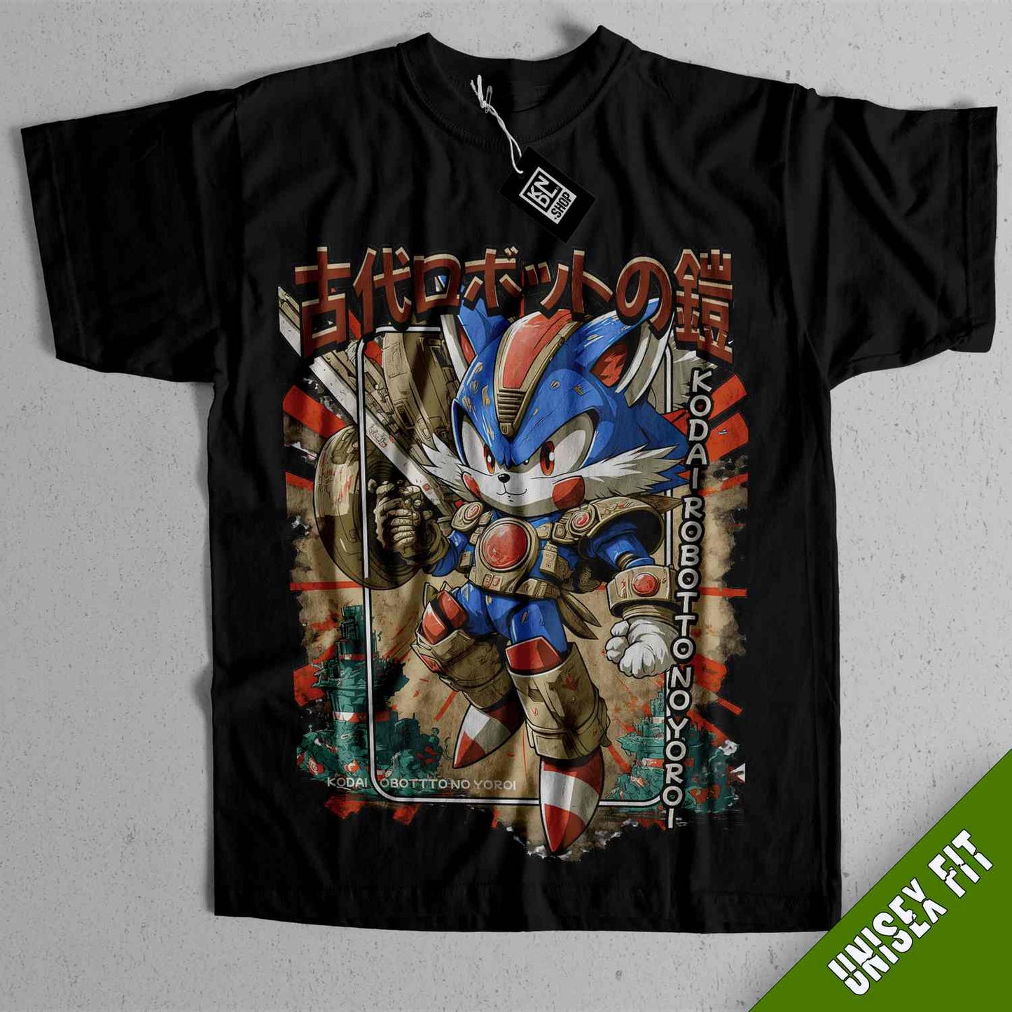 a black t - shirt with a picture of a cartoon character on it