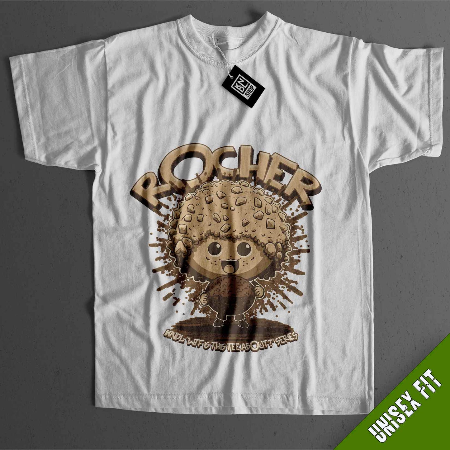 a white t - shirt with an image of a cartoon character on it