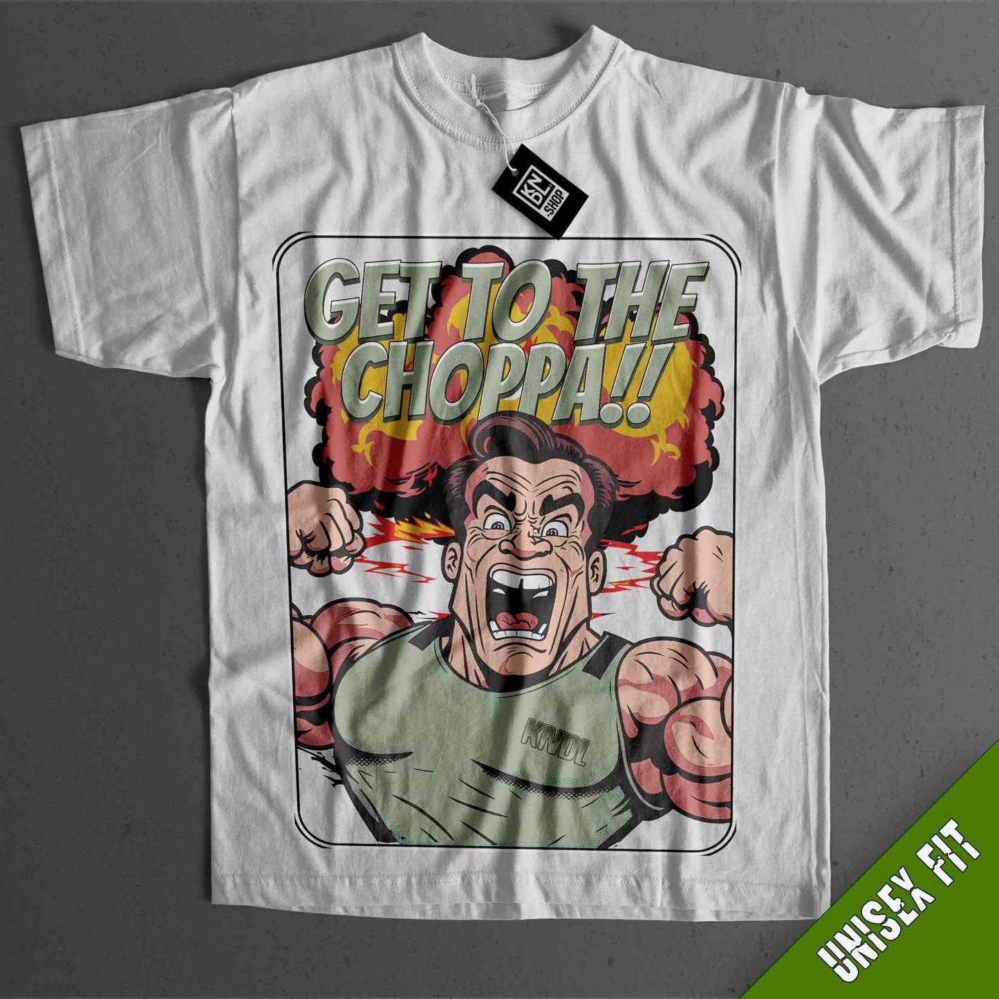 a white t - shirt with a cartoon character on it