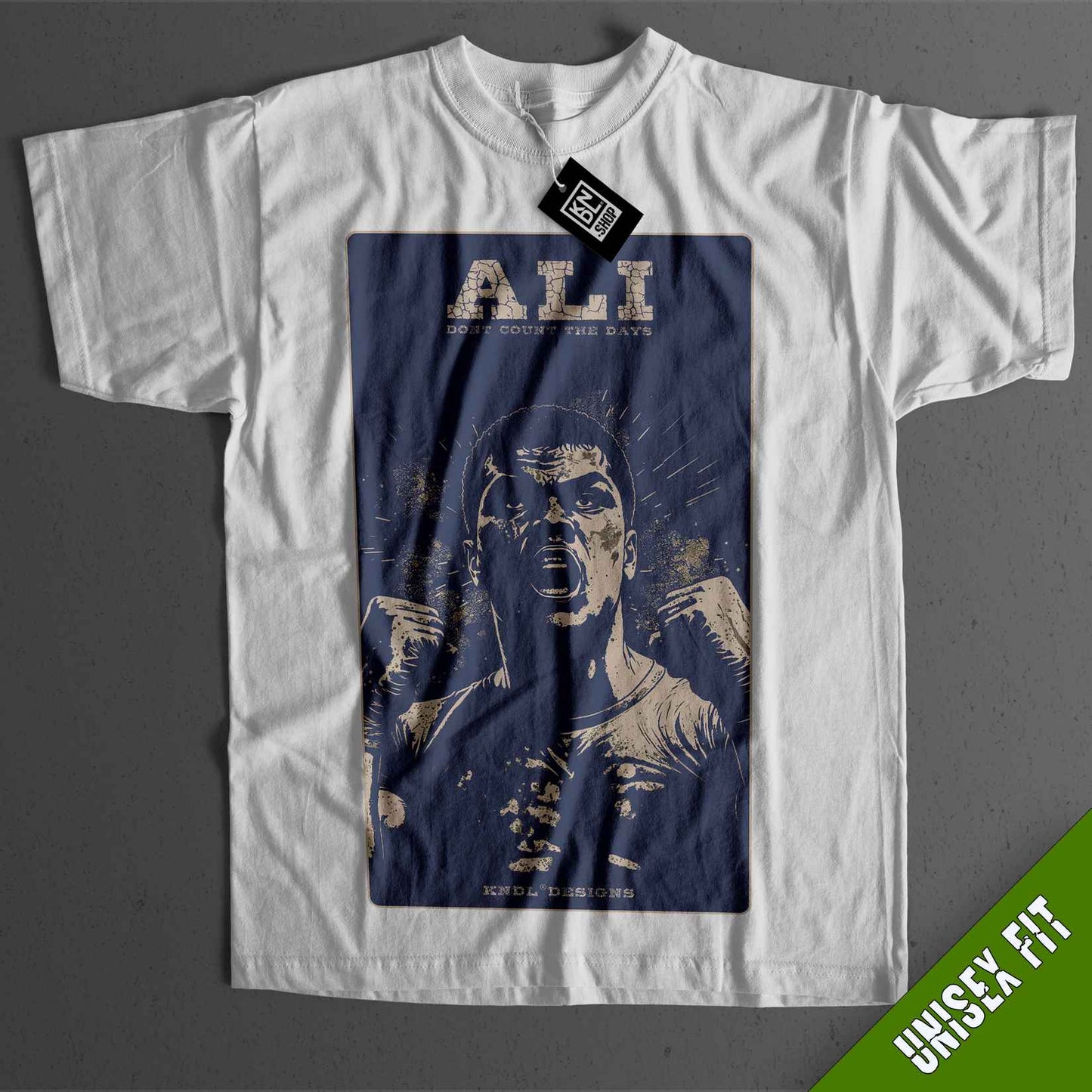 a t - shirt with a picture of a man holding a baseball bat