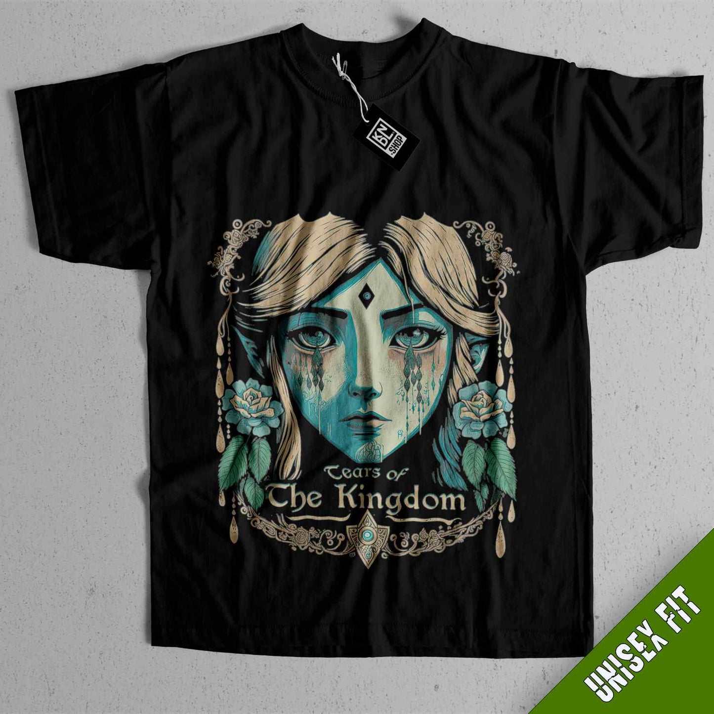 a black t - shirt with a picture of a woman's face on it