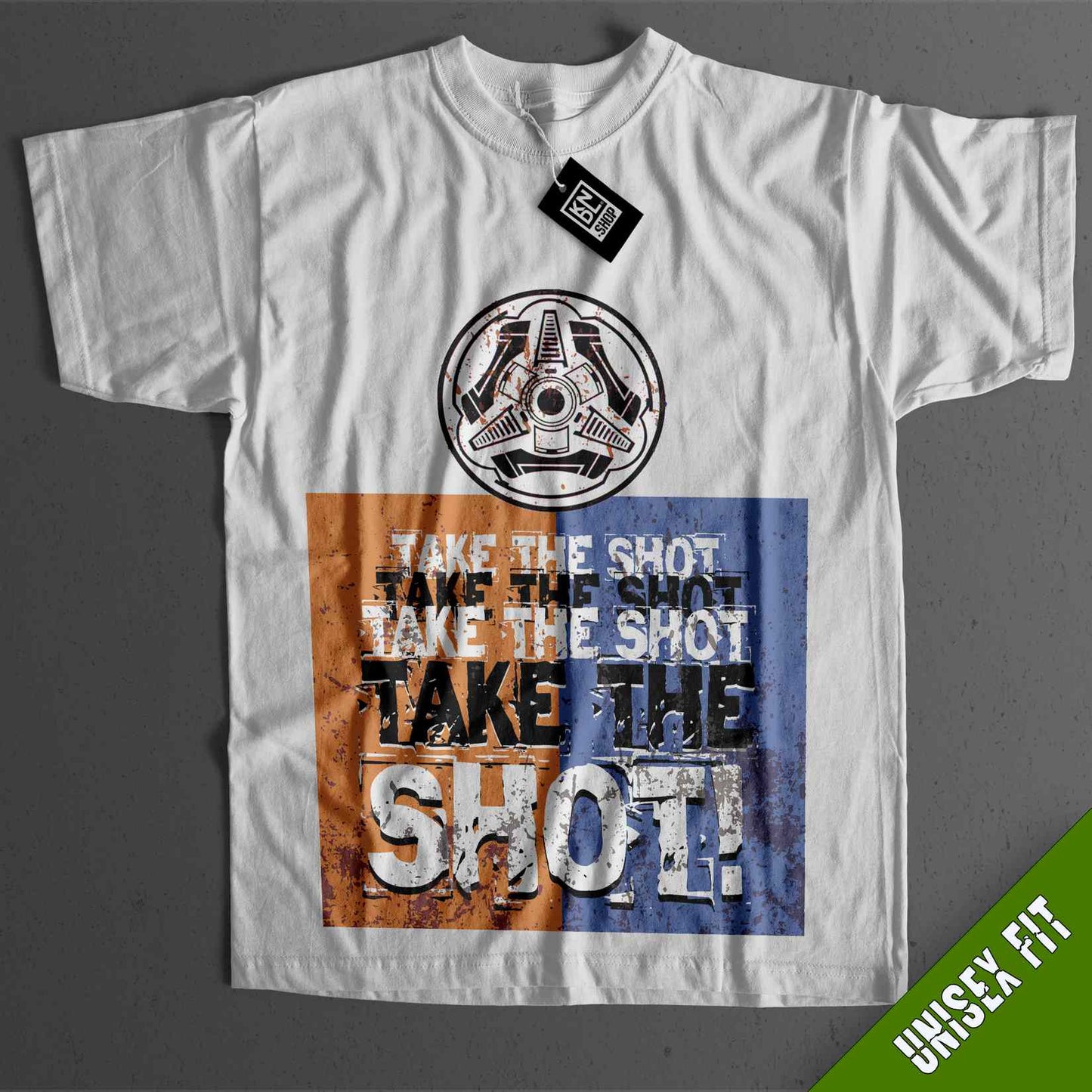 a white t - shirt with the words take the show on it