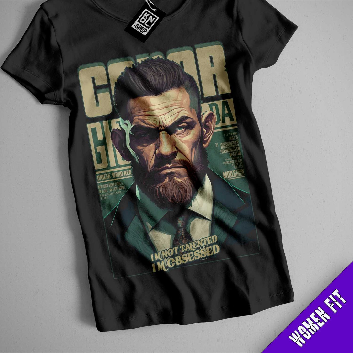 a t - shirt with a picture of a man with a beard