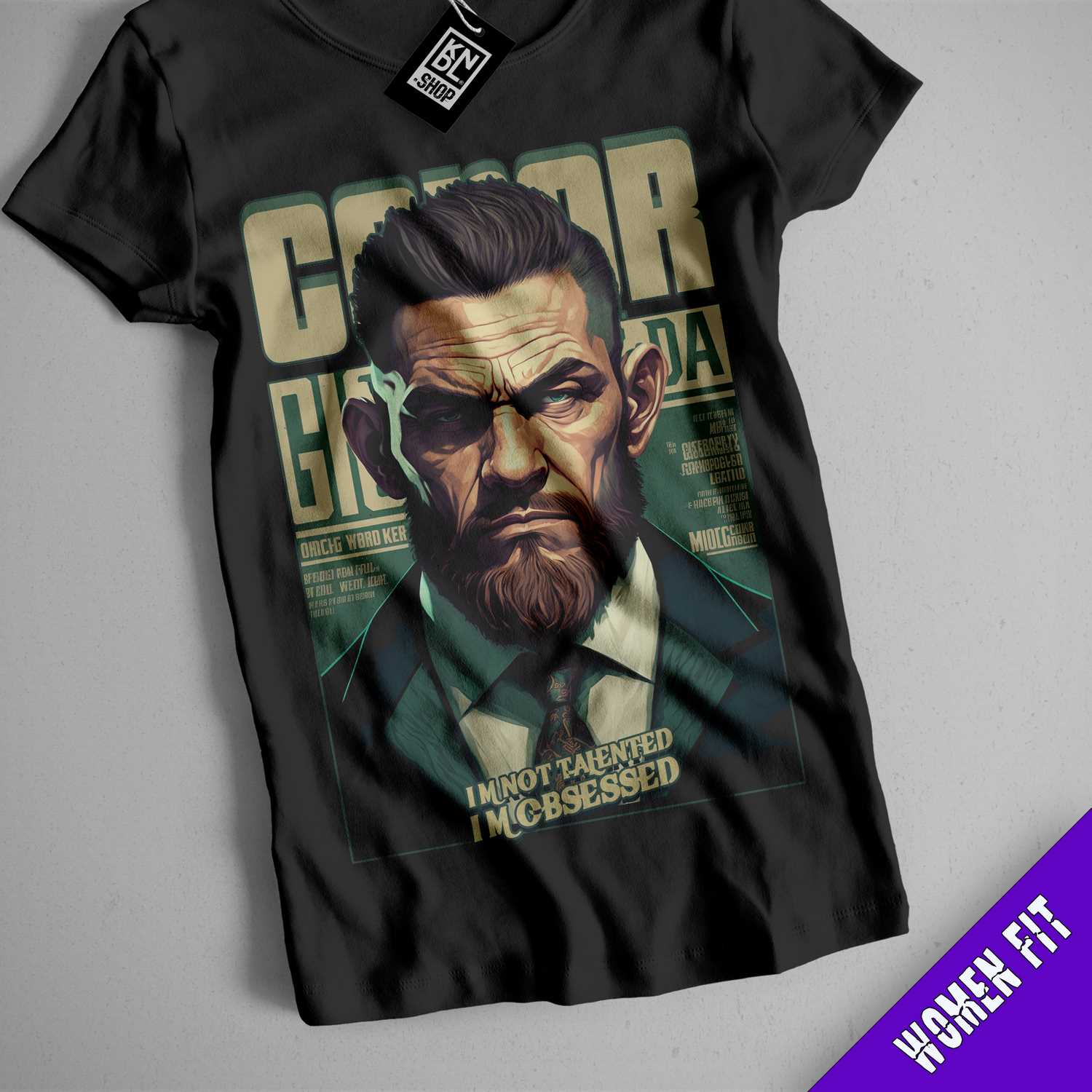 a t - shirt with a picture of a man with a beard