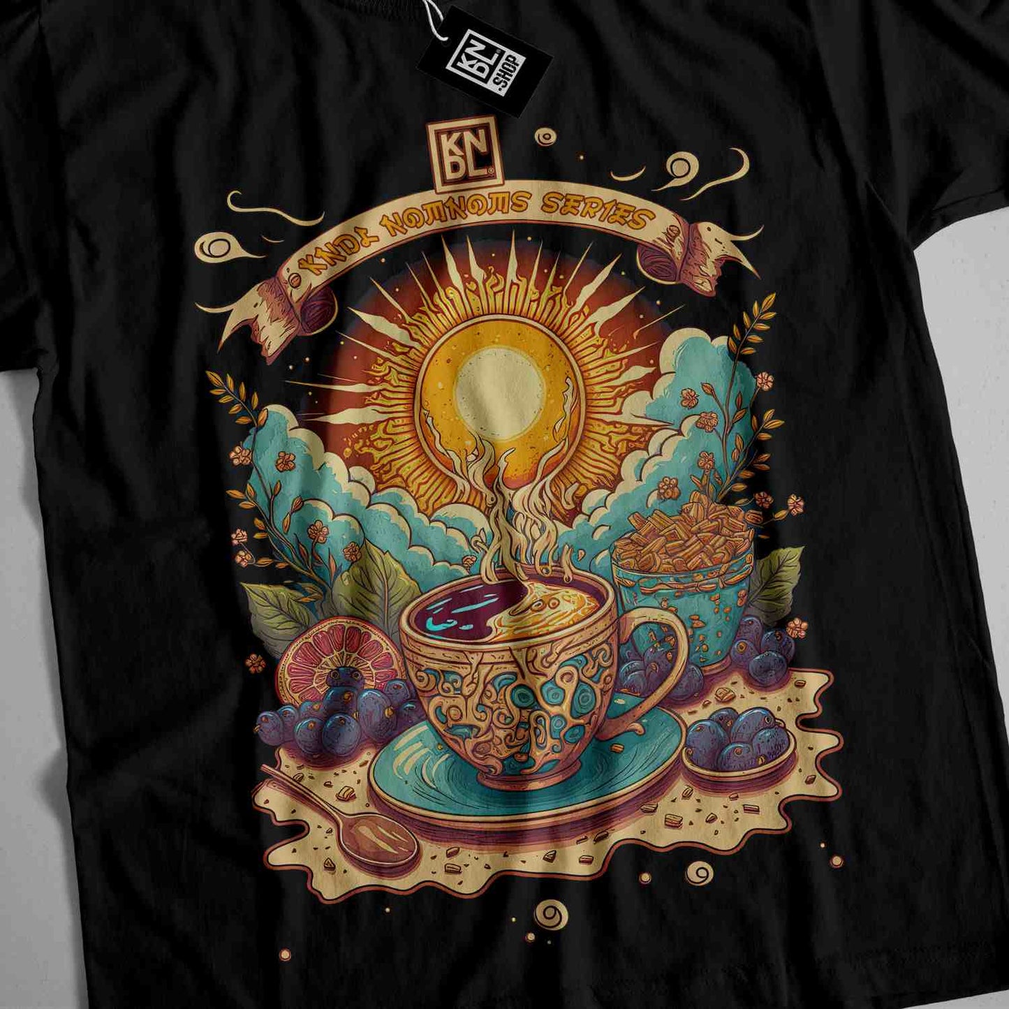 a t - shirt with a cup of coffee on it