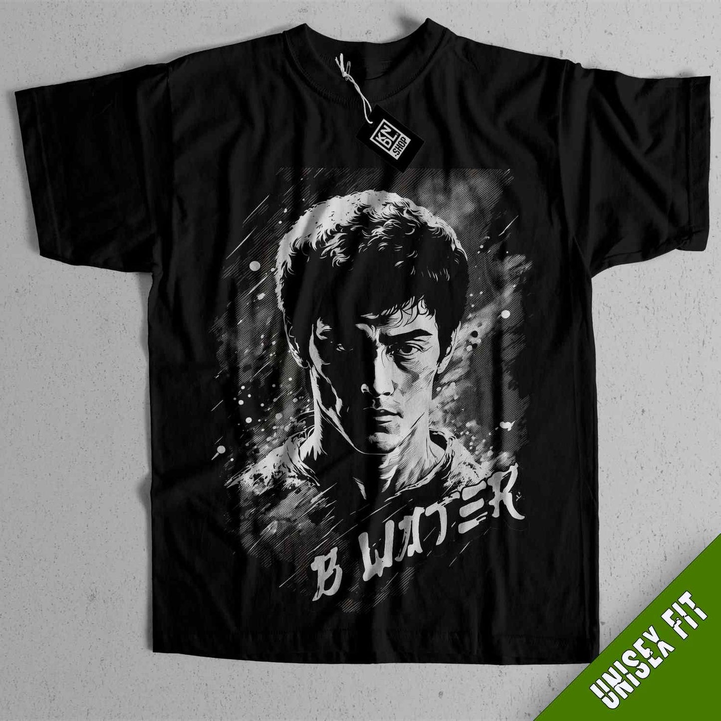 a black t - shirt with a picture of a man on it