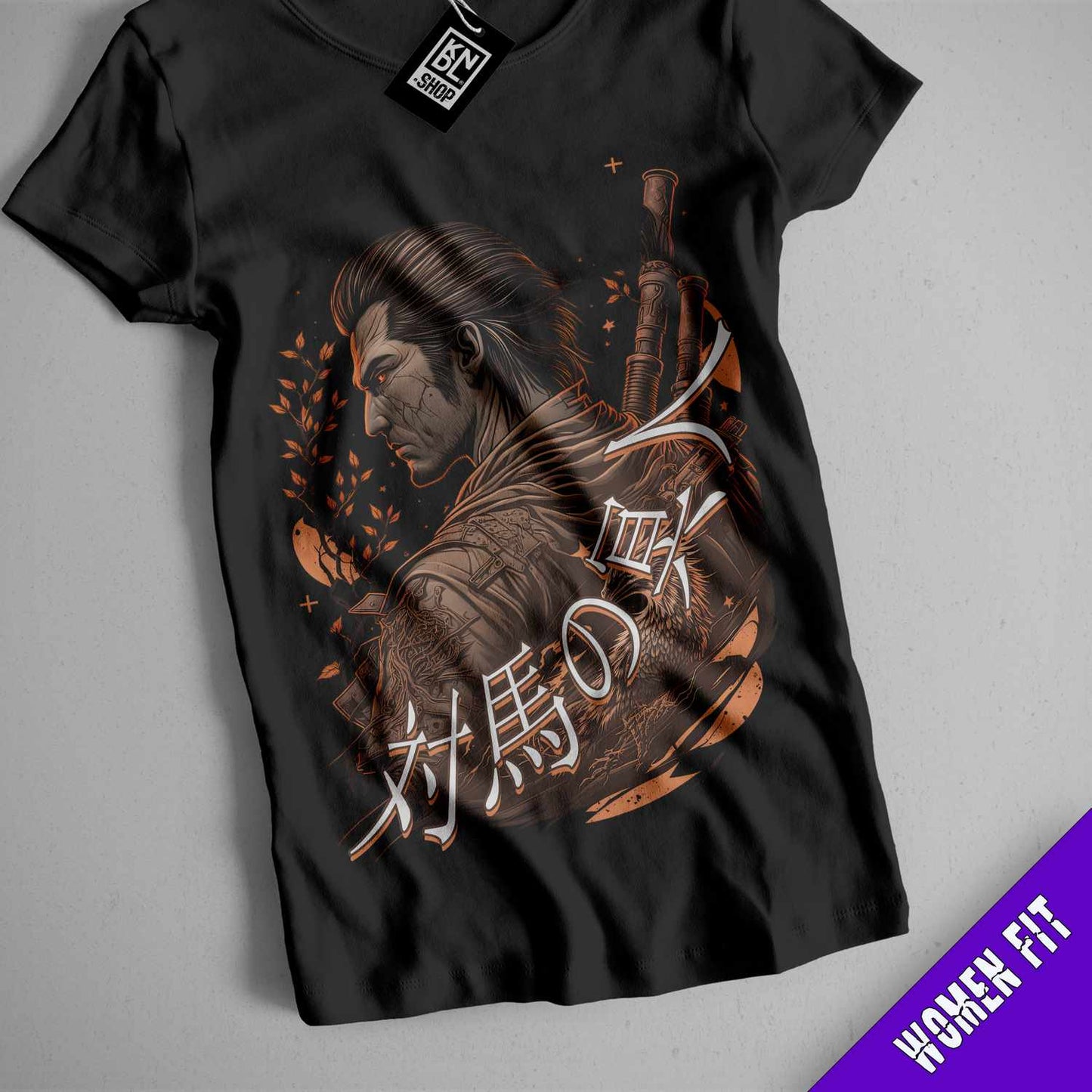 a t - shirt with a picture of a man holding a sword