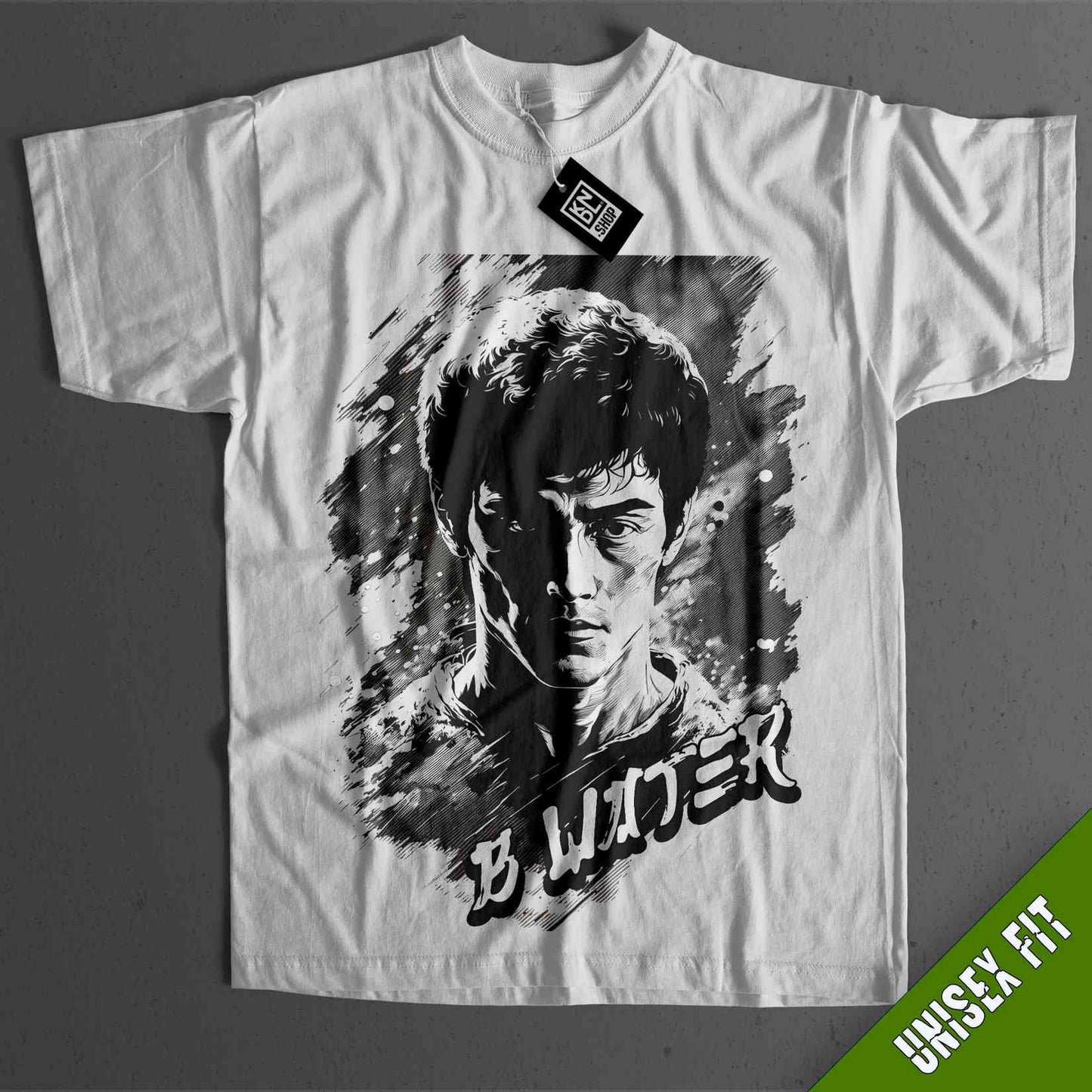 a white t - shirt with a picture of a man on it