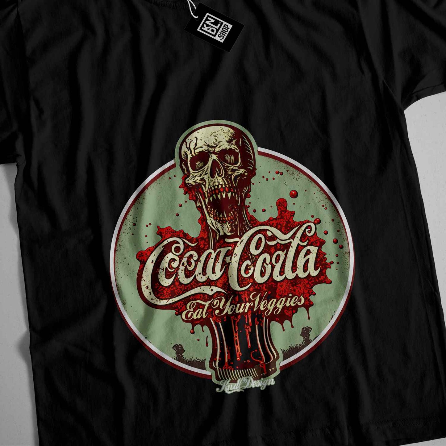 a black t - shirt with a picture of a skull on it