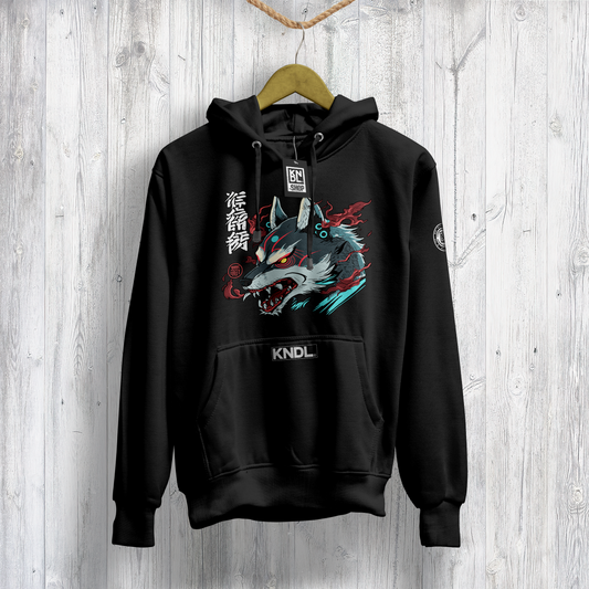 NR 22 | WOLF SPIRIT - ŌKAMI NO SEISHIN | INSPIRED BY JAPANESE ANIME | UNISEX HOODIE SWEATER | KANGAROO POCKETS | CVC