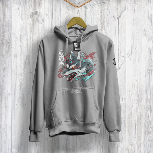 NR 22 | WOLF SPIRIT - ŌKAMI NO SEISHIN | INSPIRED BY JAPANESE ANIME | UNISEX HOODIE SWEATER | KANGAROO POCKETS | CVC