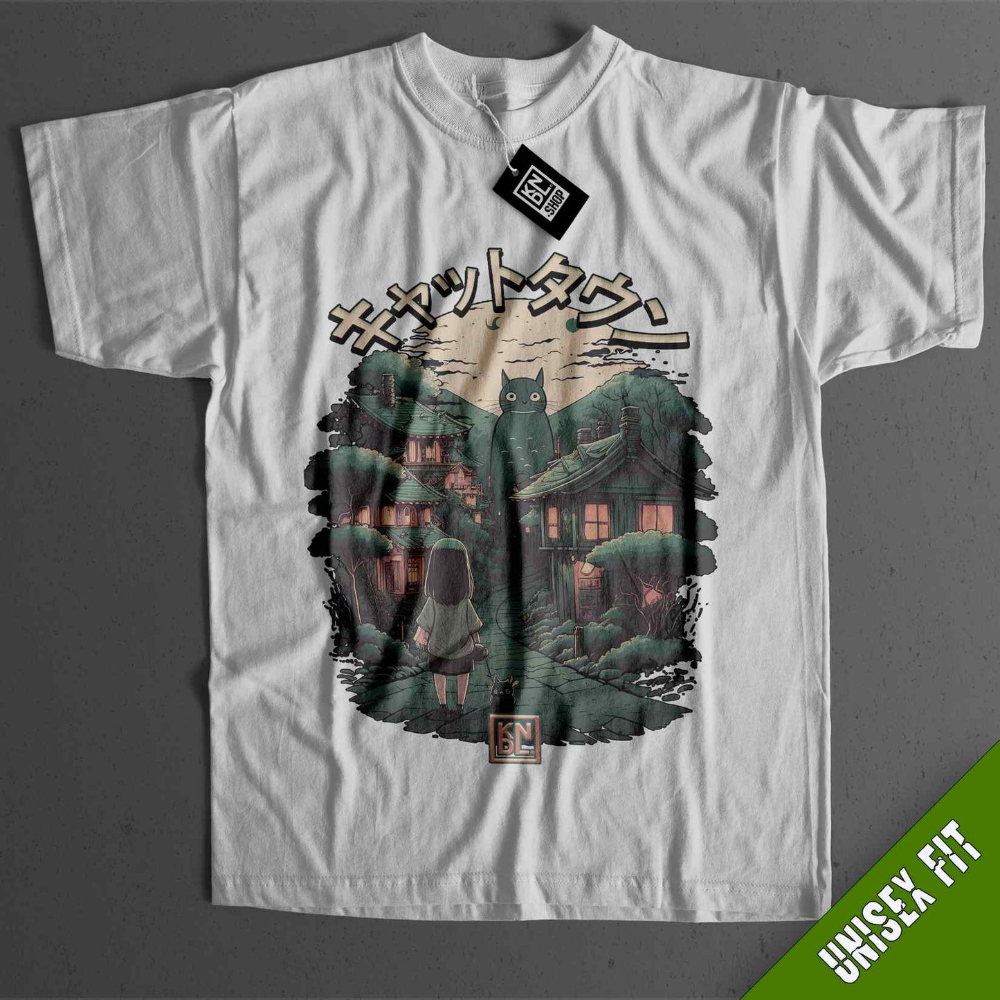 a white t - shirt with a picture of a house on it