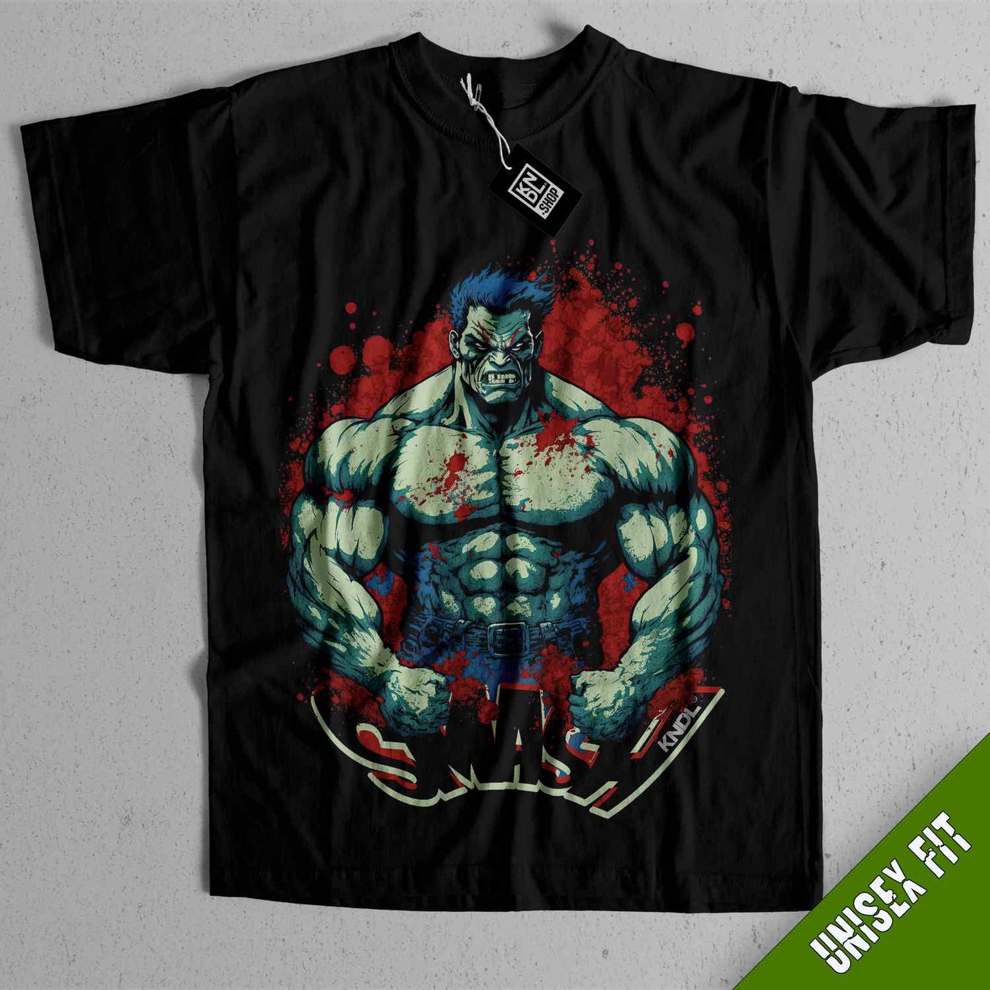 a black shirt with a picture of a man in the middle of it