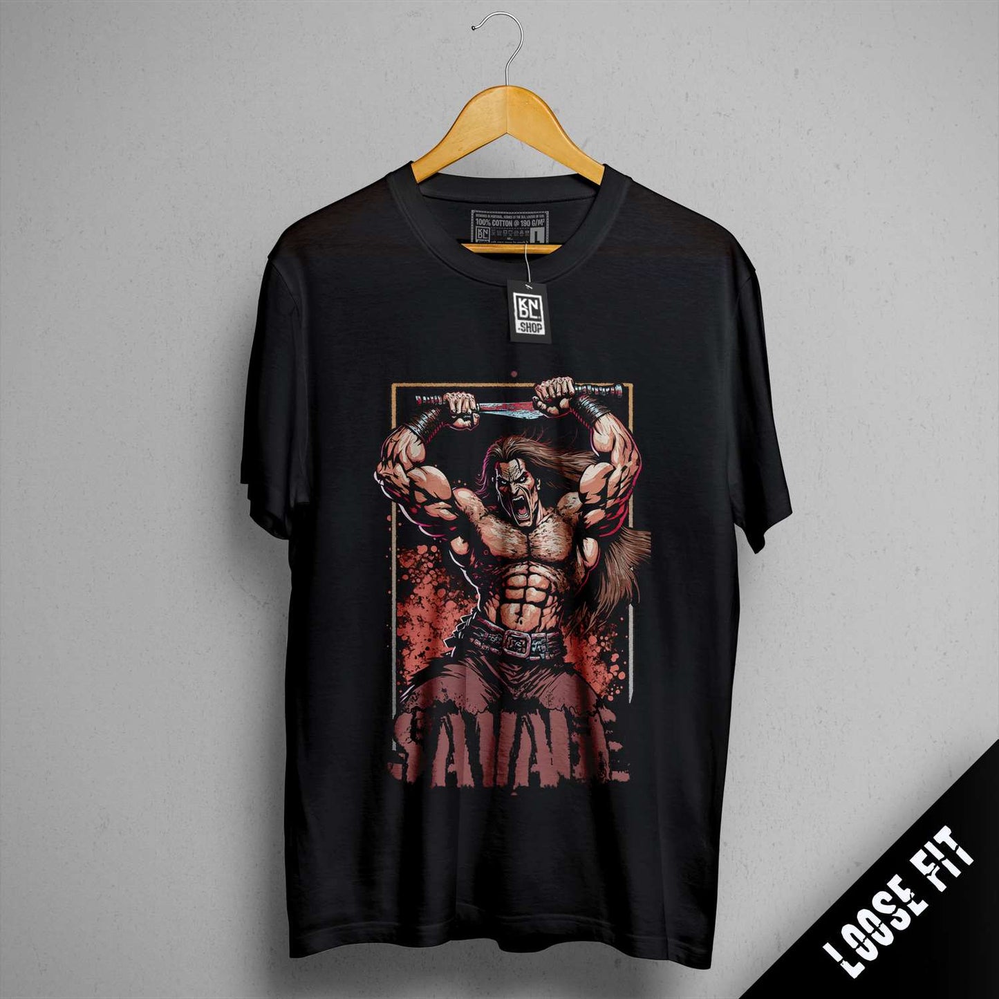 a black shirt with a picture of a wrestler on it