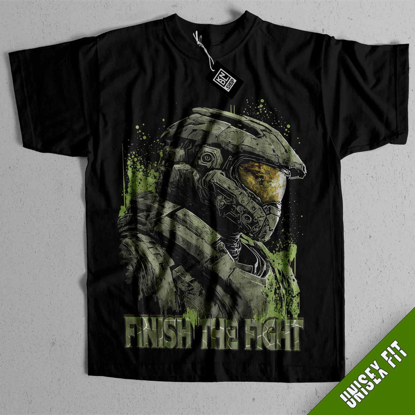 a black t - shirt with the words finish the fight on it