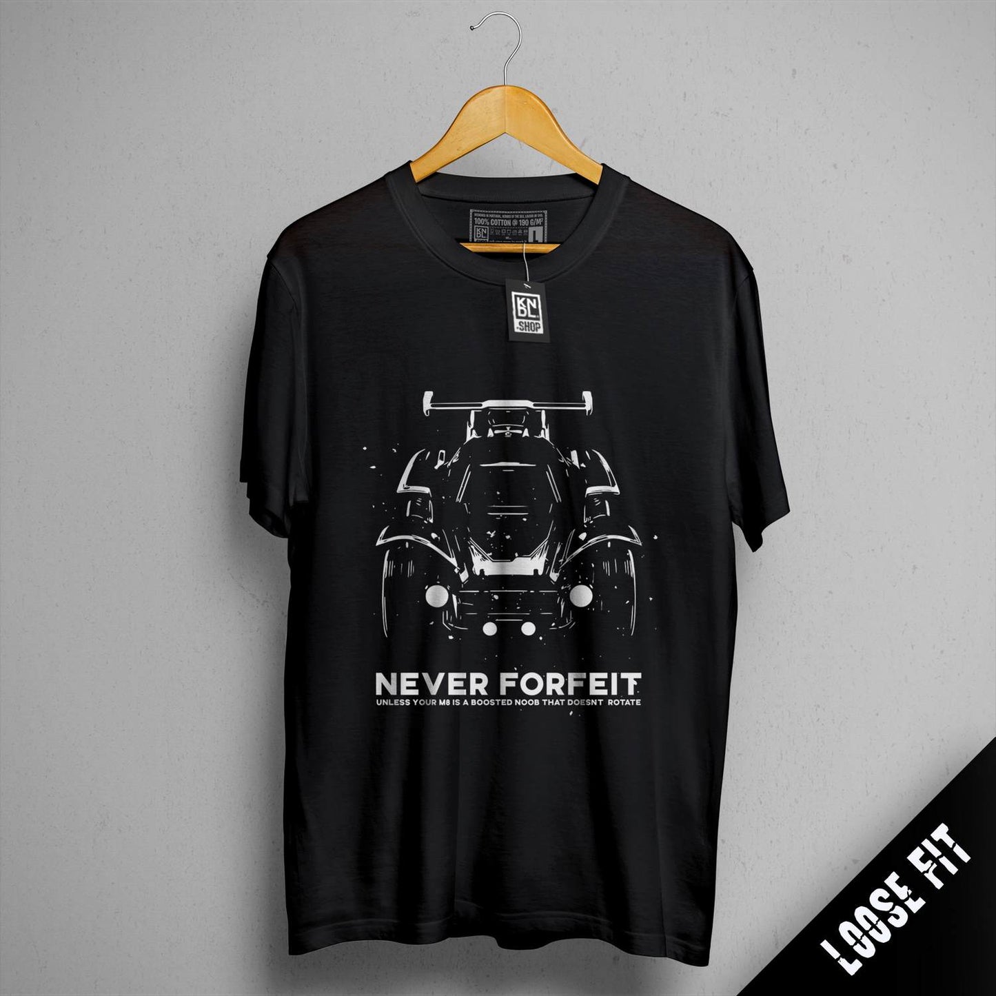 a black t - shirt with a picture of a car on it