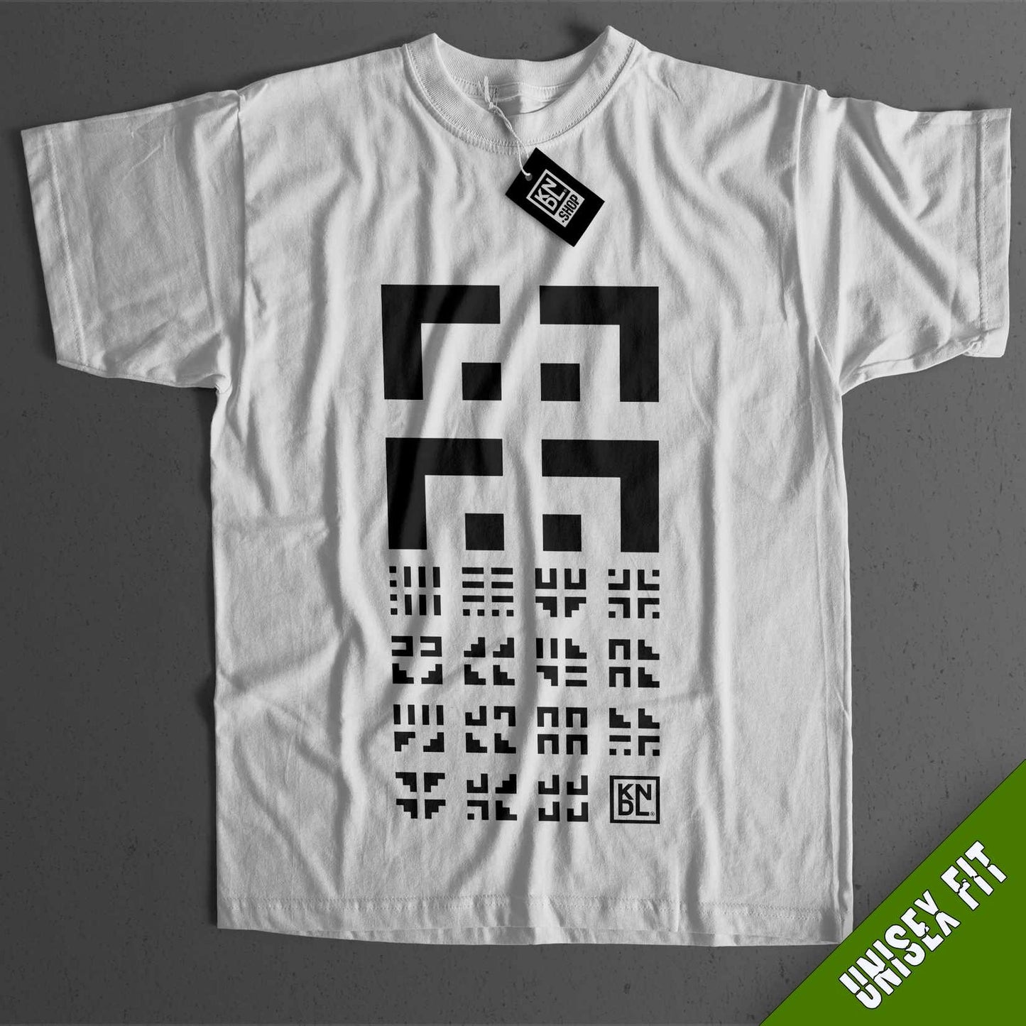 a white t - shirt with black letters on it