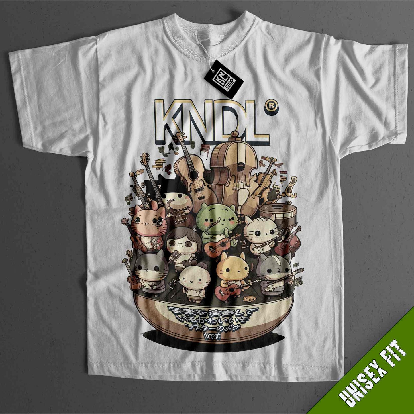 a t - shirt with a bunch of cartoon characters on it