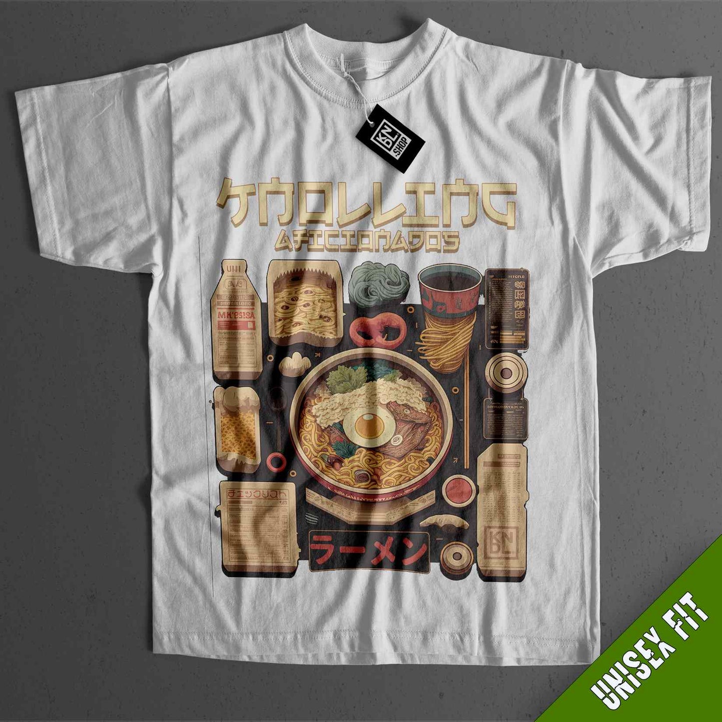 a t - shirt with a picture of a plate of food on it