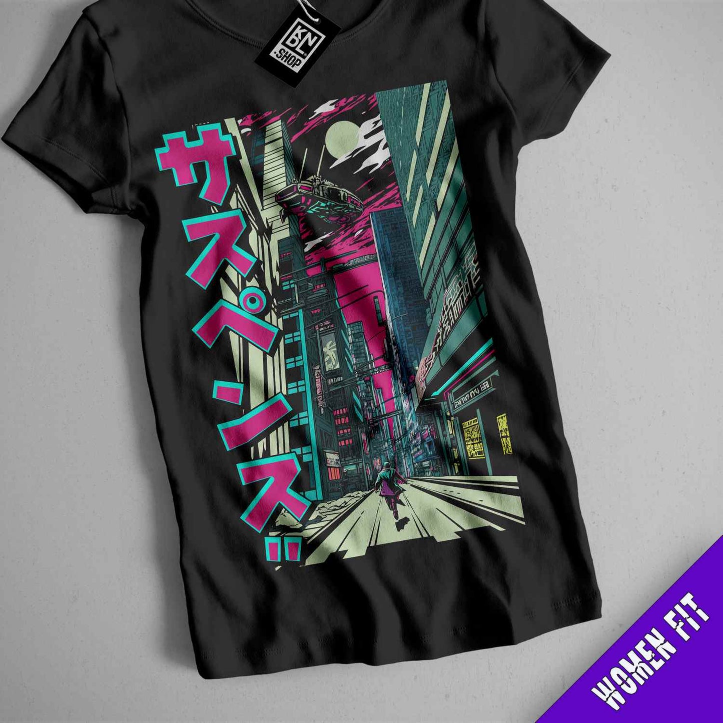 a black tshirt with a picture of a city