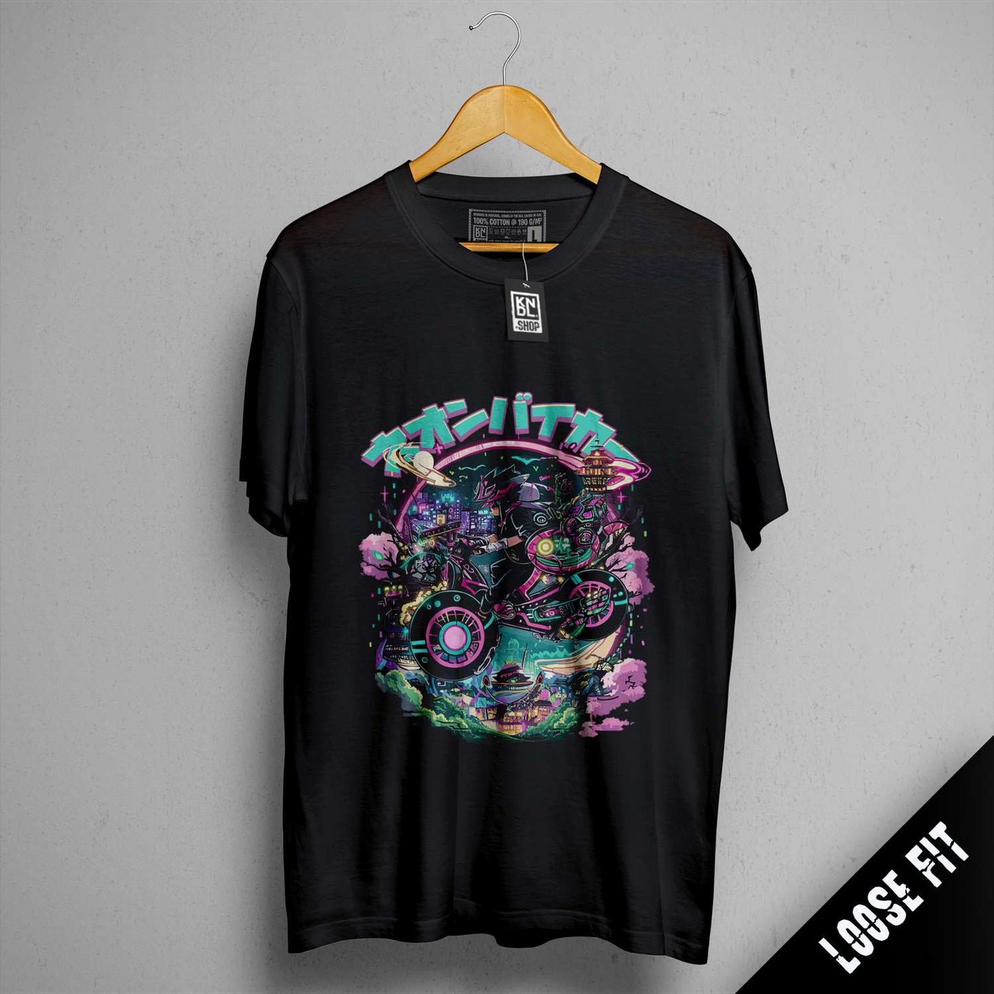 a black t - shirt with a picture of an alien on it