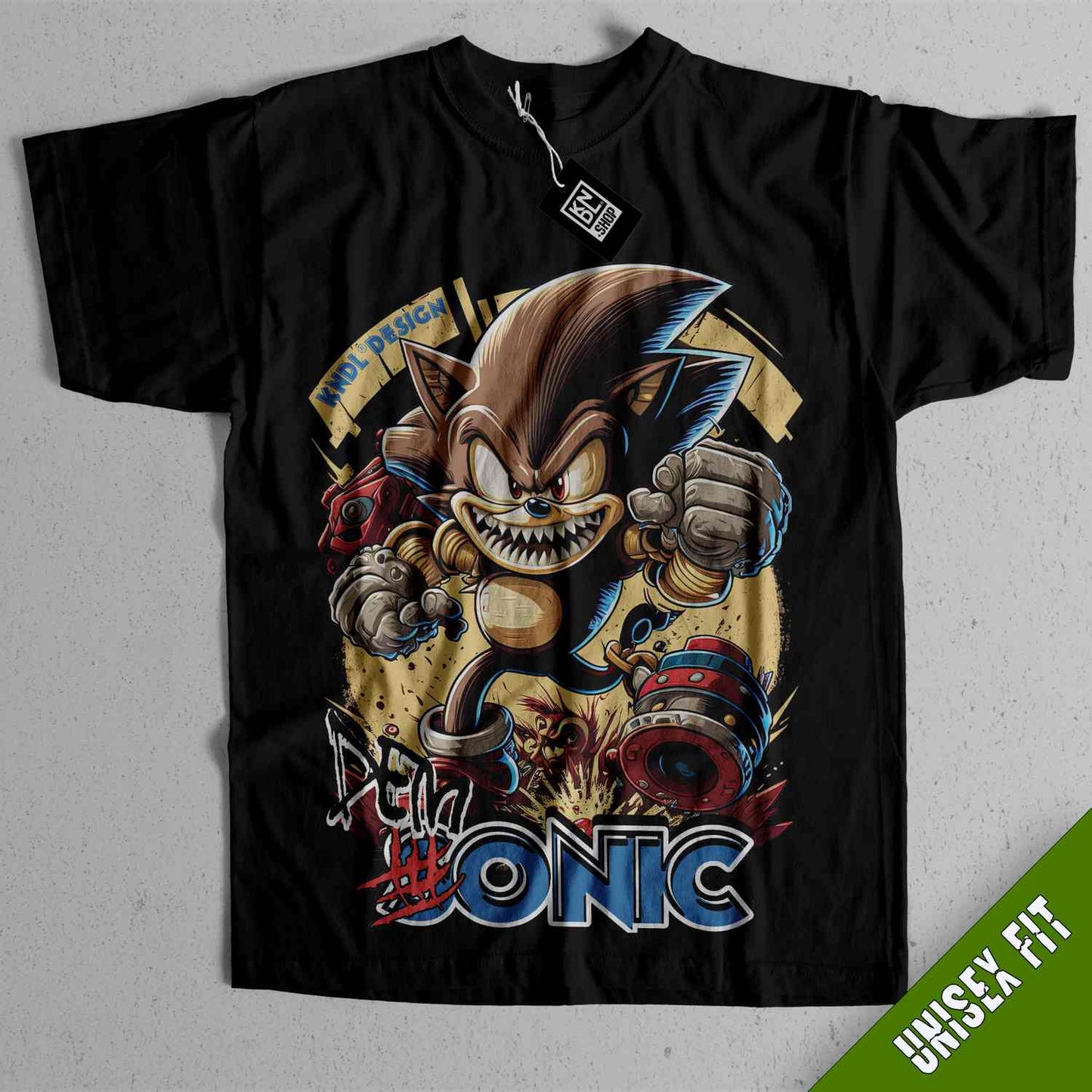a black shirt with an image of a cartoon character on it