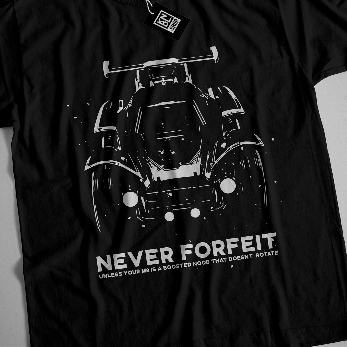 a black t - shirt with a picture of a car on it