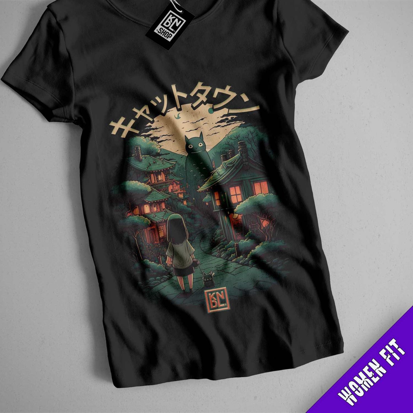 a black t - shirt with a picture of a person standing in front of a
