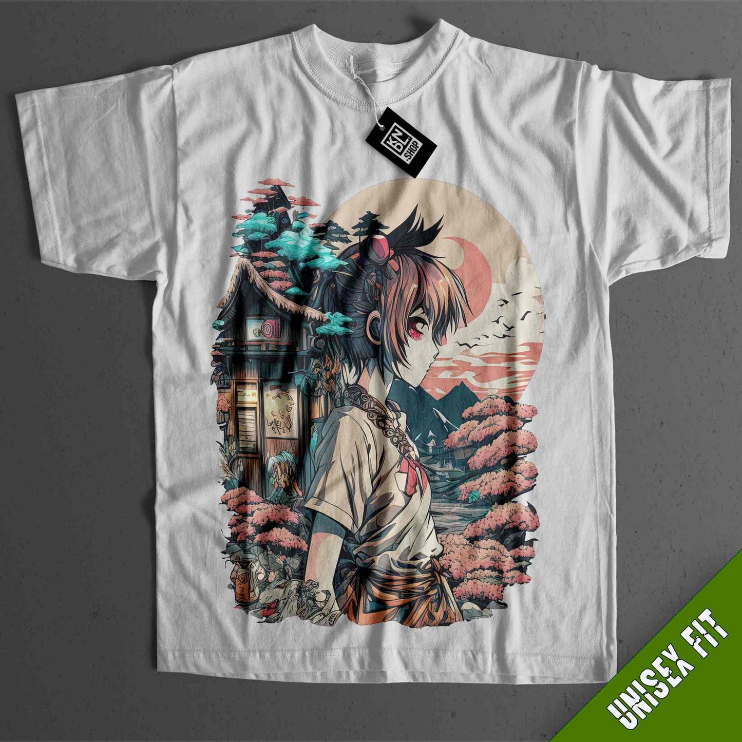 a white t - shirt with a picture of an anime character on it