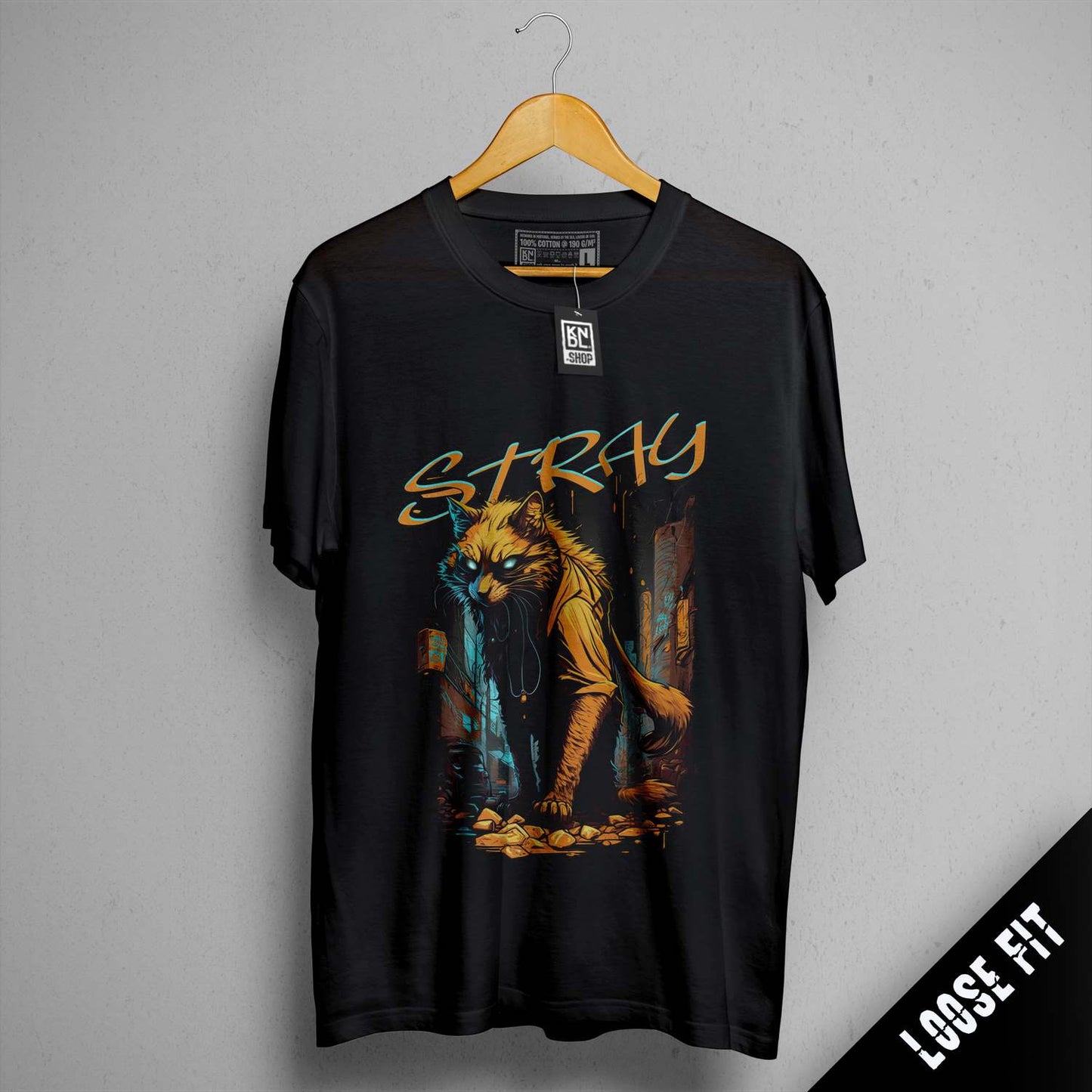 a black shirt with a picture of a lion on it