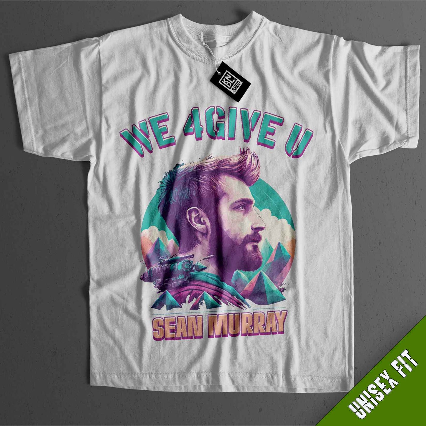 a white t - shirt with a picture of a man's face on it
