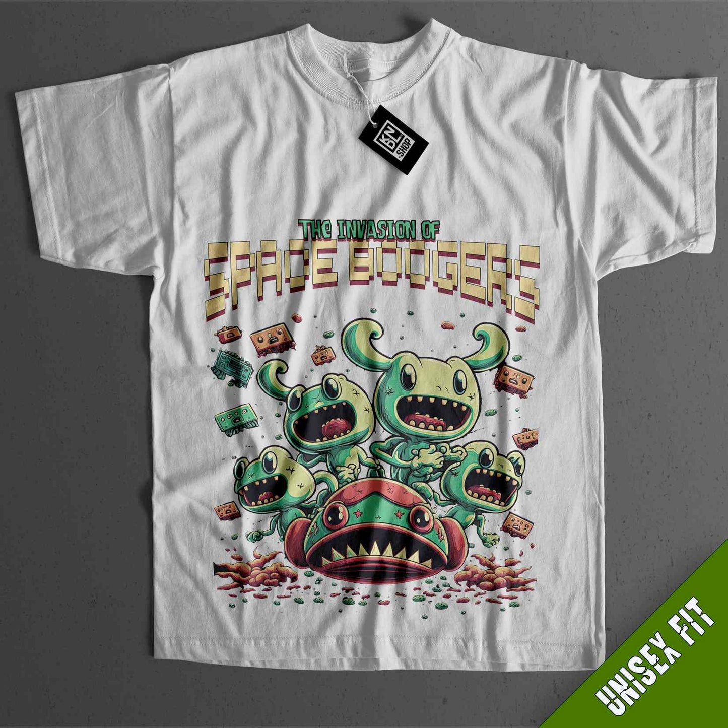 a white t - shirt with an image of a cartoon character on it