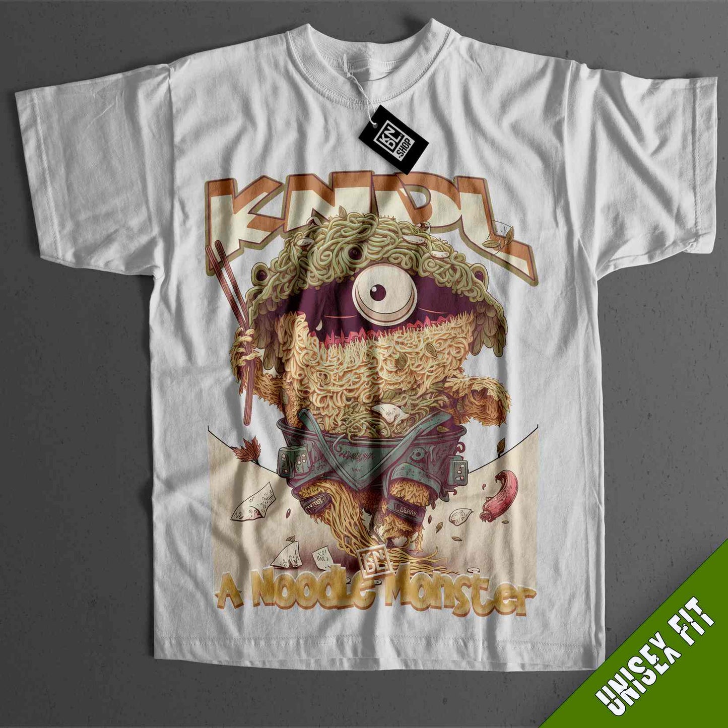 a white t - shirt with a picture of a bear on it