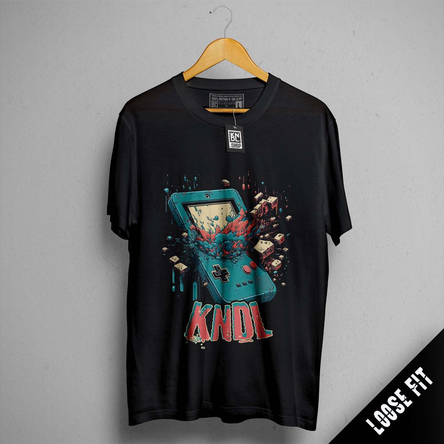 a black t - shirt with a picture of a cartoon character on it