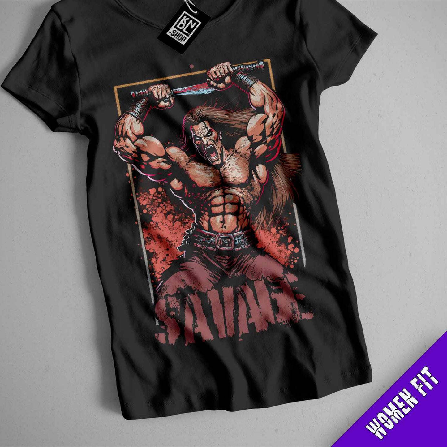 a black shirt with a picture of a wrestler on it