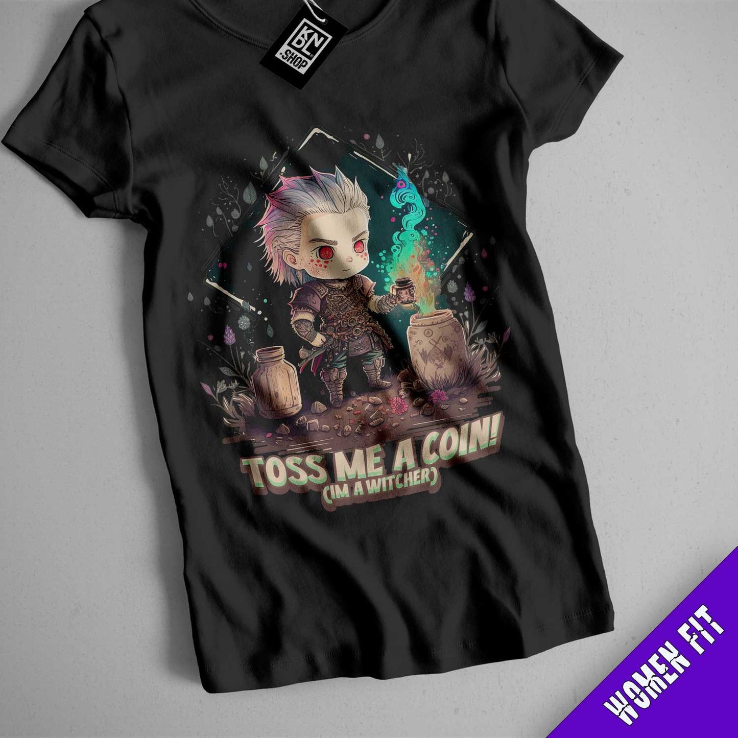 a t - shirt with an image of a girl holding a glass of wine