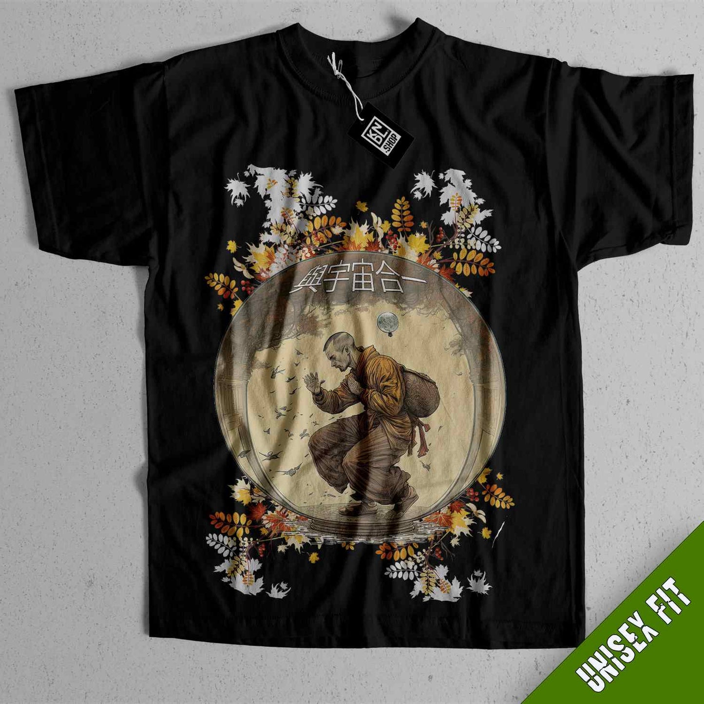 a black t - shirt with an image of a man holding a baseball bat