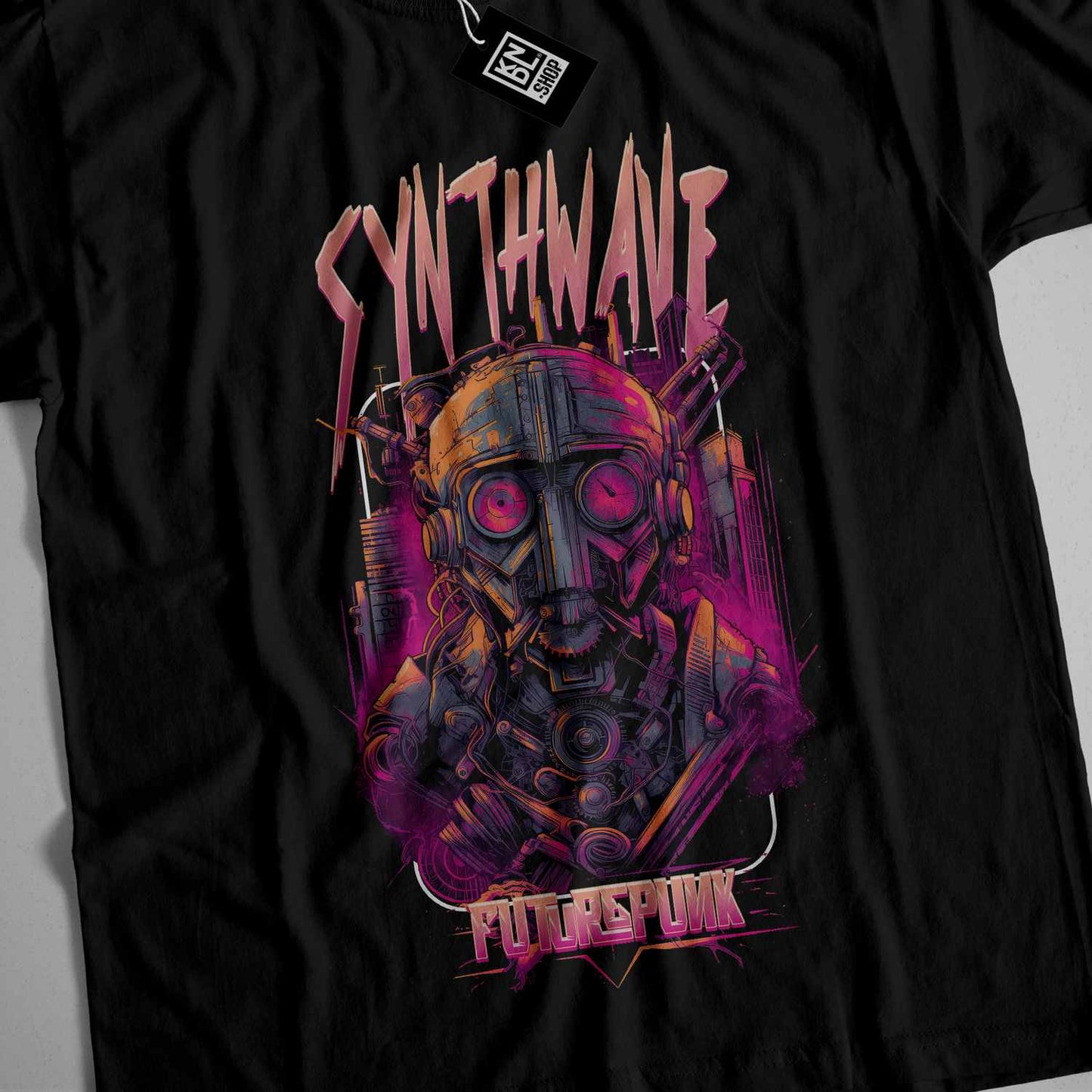 a t - shirt with an image of a robot on it