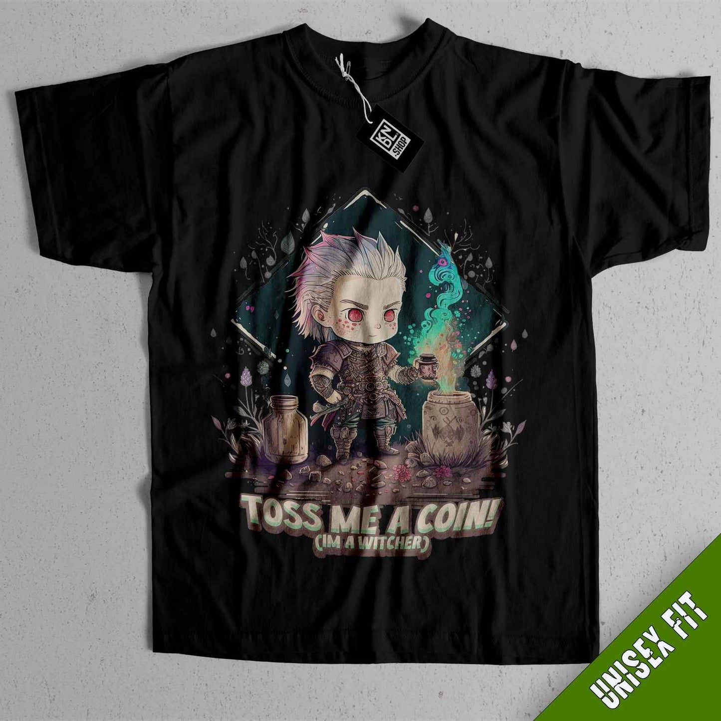 a black t - shirt with a picture of a cartoon character