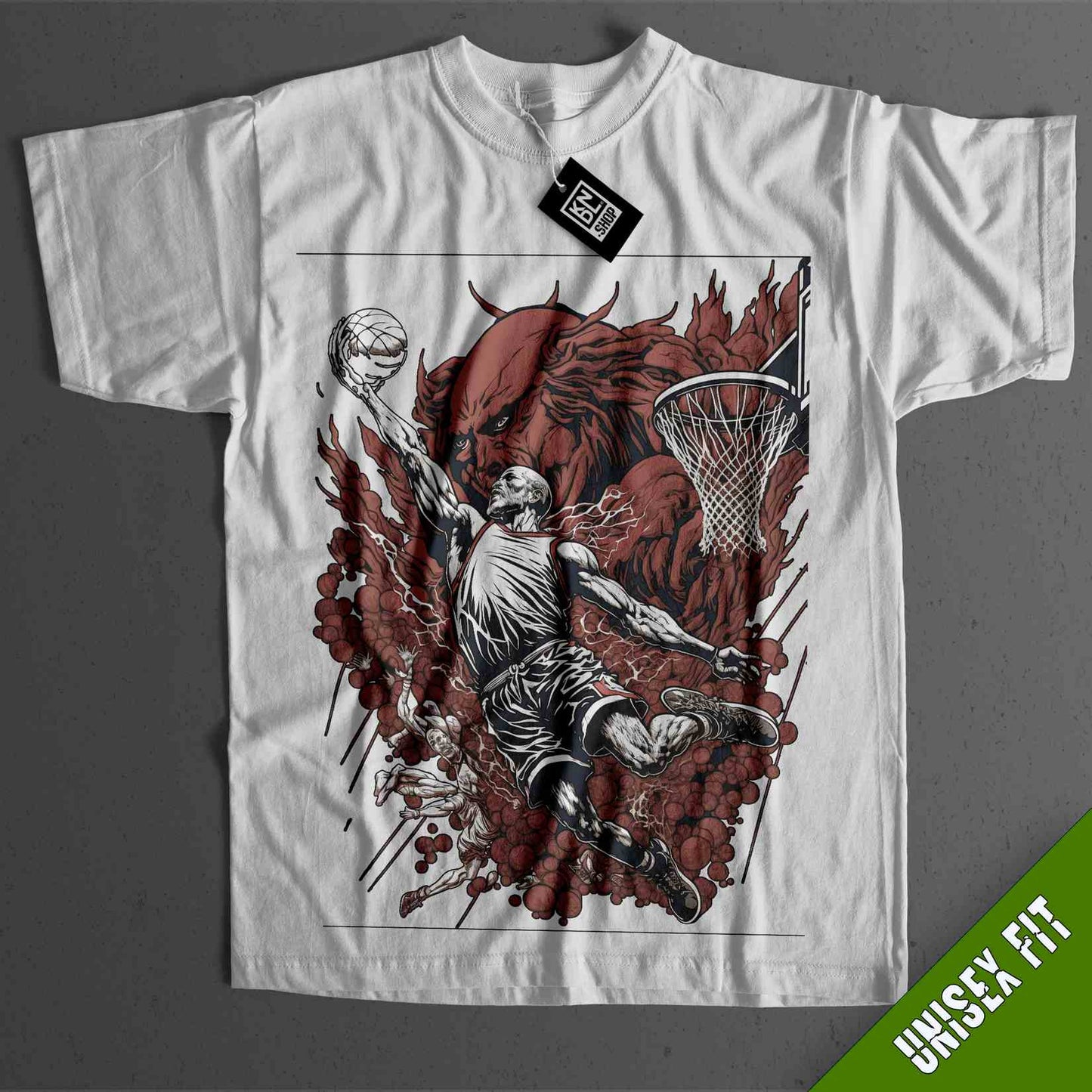 a t - shirt with an image of a basketball player on it