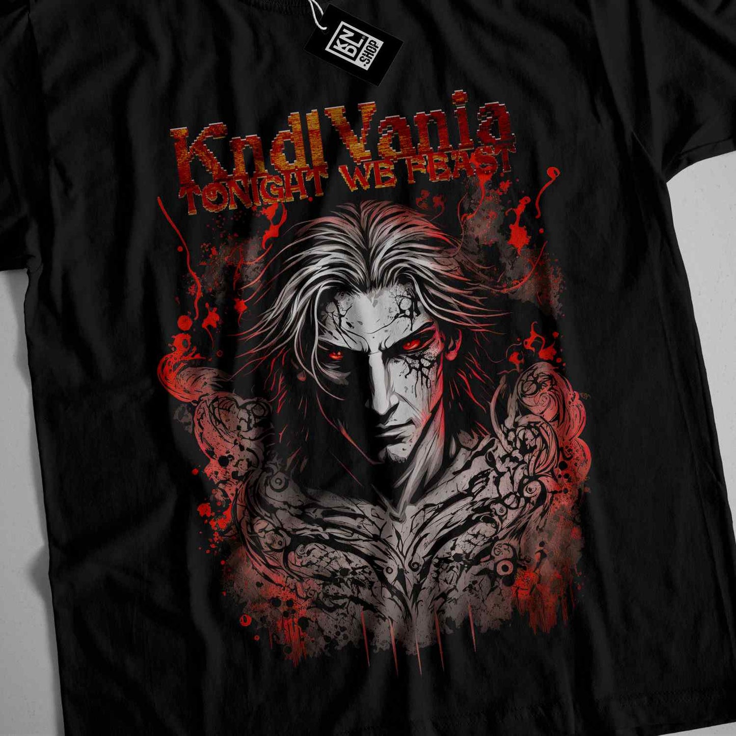 a black t - shirt with a picture of a man's face on it