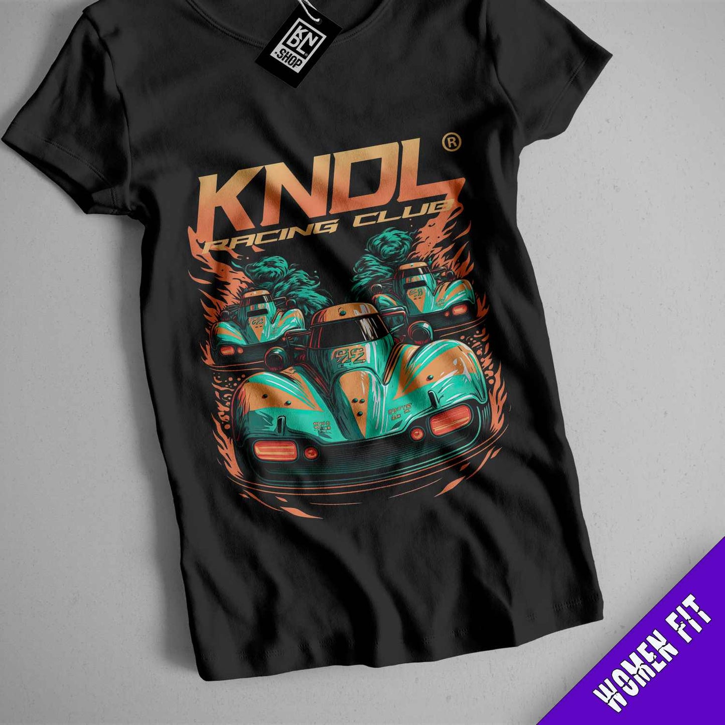 a black t - shirt with an image of a car on it