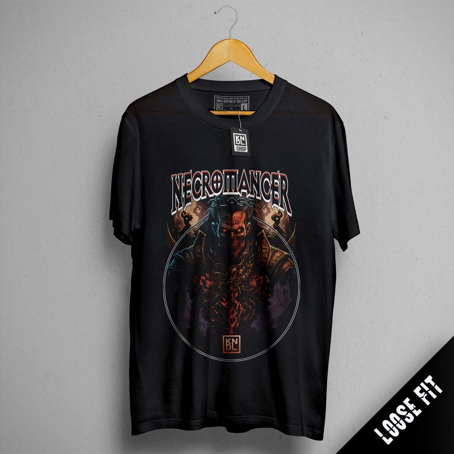 a black t - shirt with a picture of a man on it