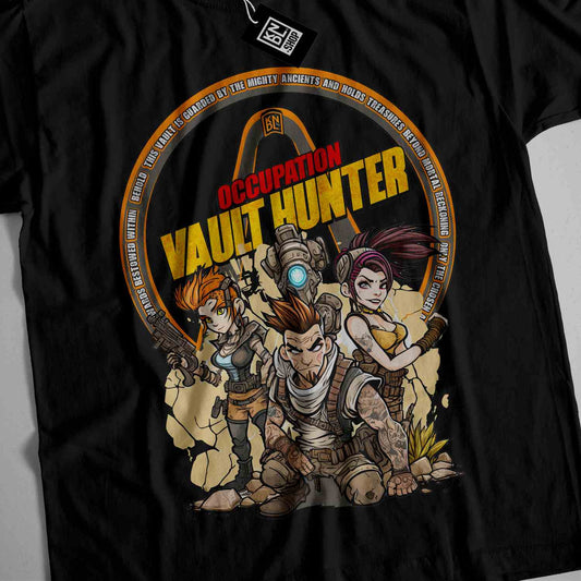 a black t - shirt with an image of a group of cartoon characters on it